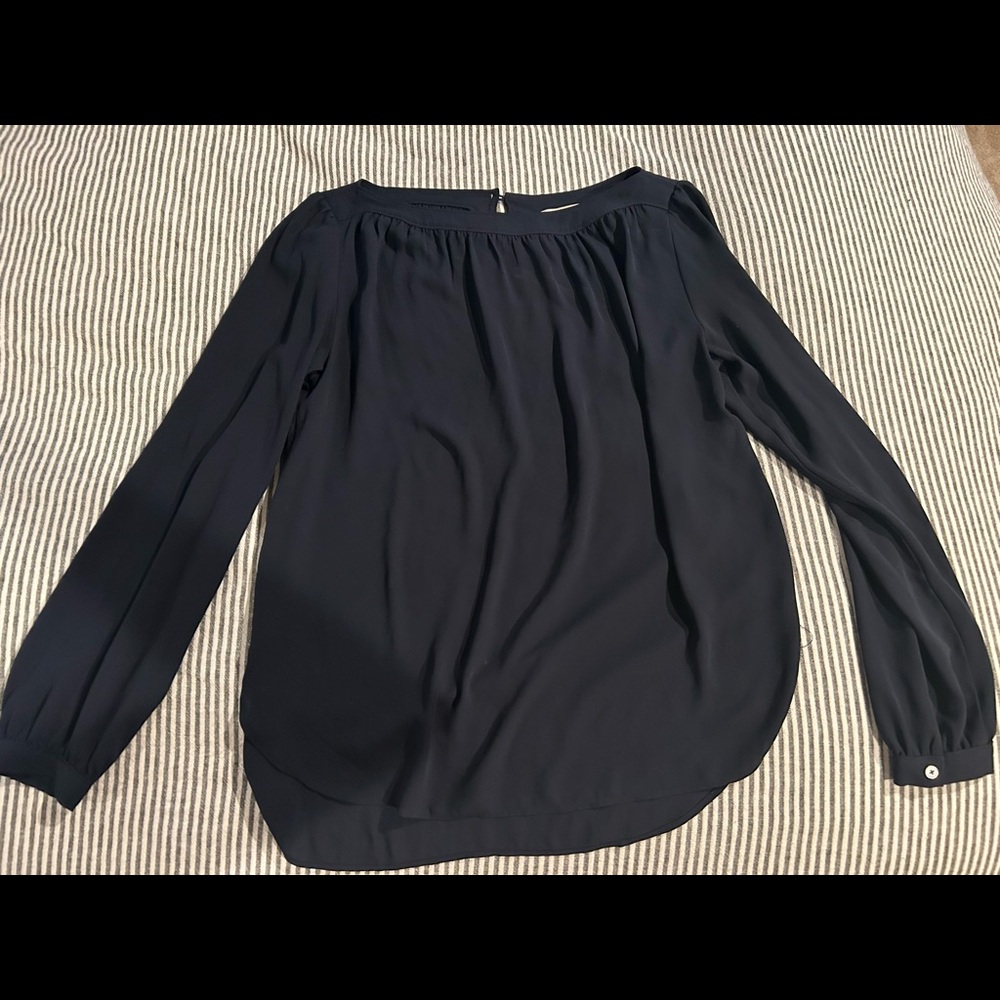 Navy blue wide neck blouse